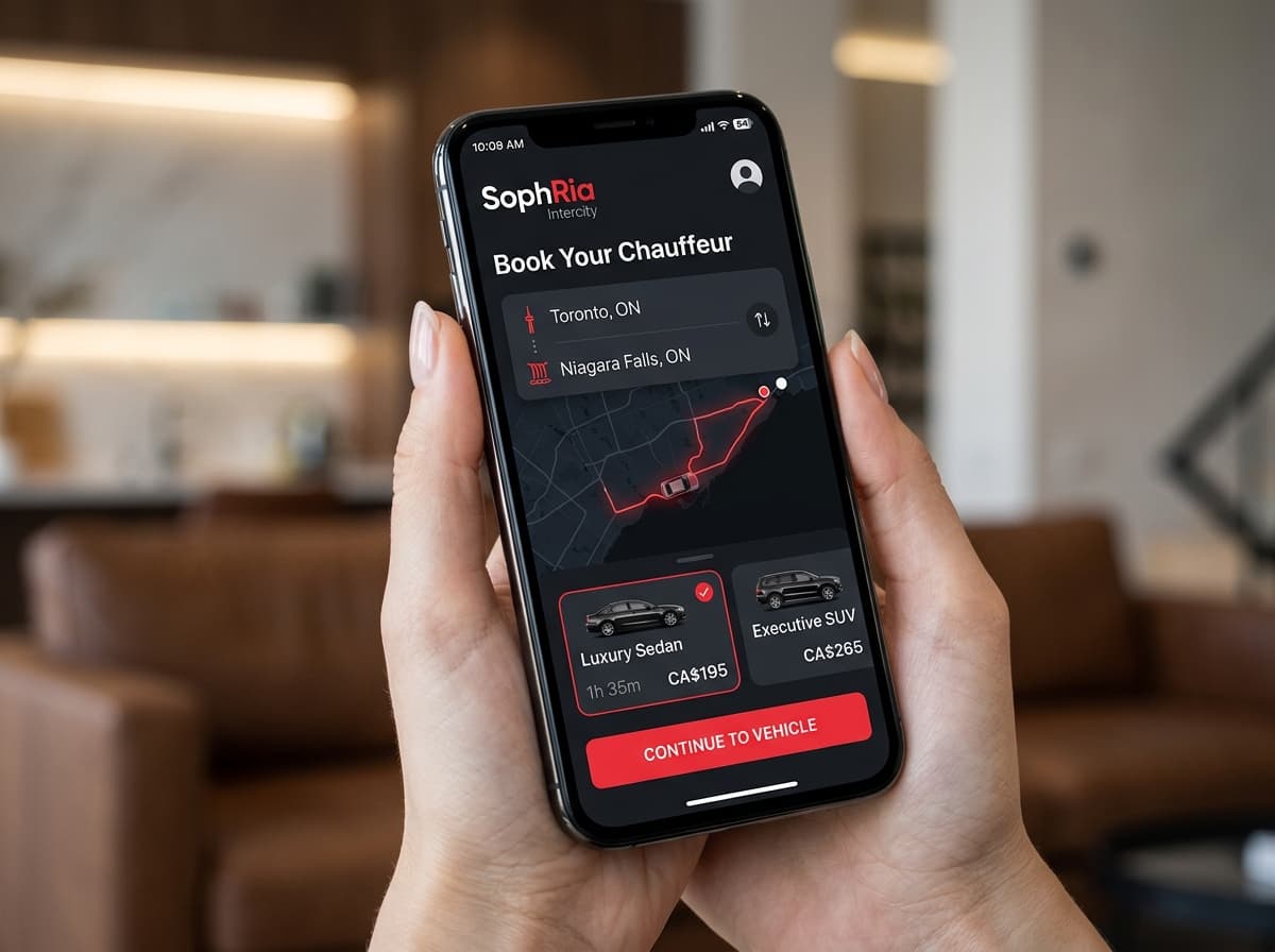 SophRia Intercity Chauffeur Mobile Interface