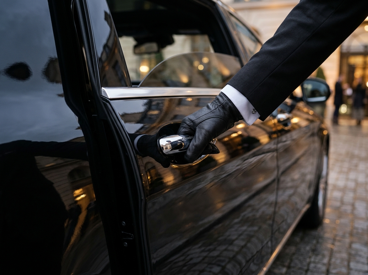 SophRia luxury vehicle door open for wellness passenger